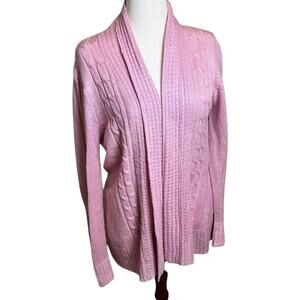 Jason Maxwell cardigan sweater soft pink lightweight open front long length Sz L